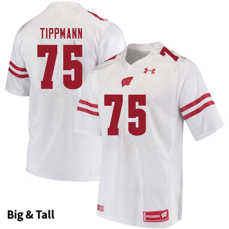 Wisconsin Badgers Men's #75 Joe Tippmann NCAA Under Armour Authentic White Big & Tall College Stitched Football Jersey VU40Z67UG